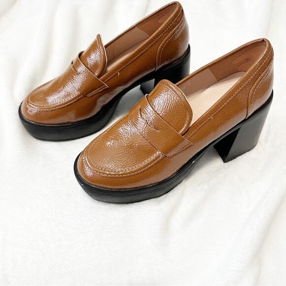 Raid brown loafer penny high block heel 90s Y2K chunky heel size 41 asos - Picture 10 of 13